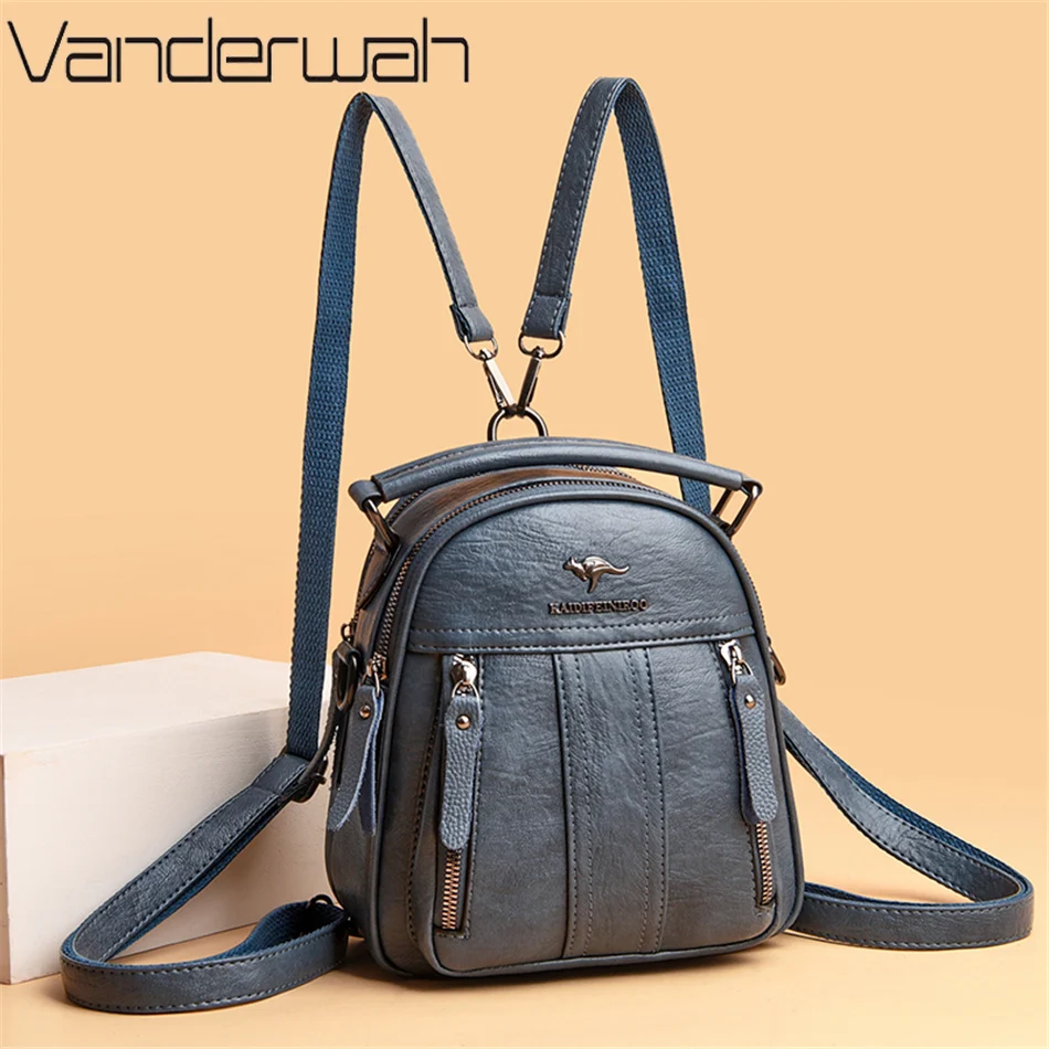 Mini Backpack Purse - 4 인 1 다기능 가죽 백팩