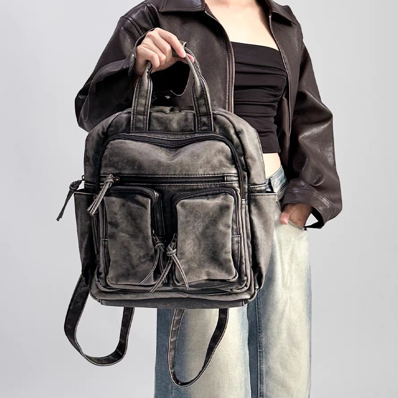 Leather Backpack Vintage - 럭셔리 소프트 워시드 PU 가죽 백팩