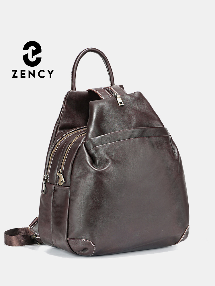 Travel Backpack Anti Theft - Zency 여성용 진짜 가죽 배낭, 하이