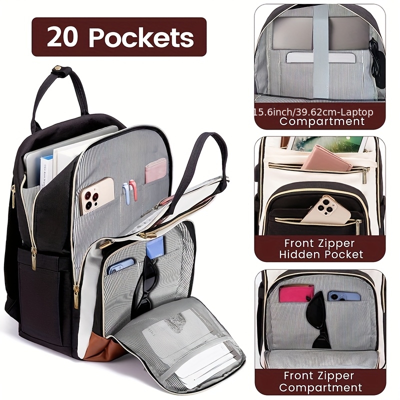 Laptop Backpack 15.6 - 여성용 투톤 노트북 백팩, 방수 기능의