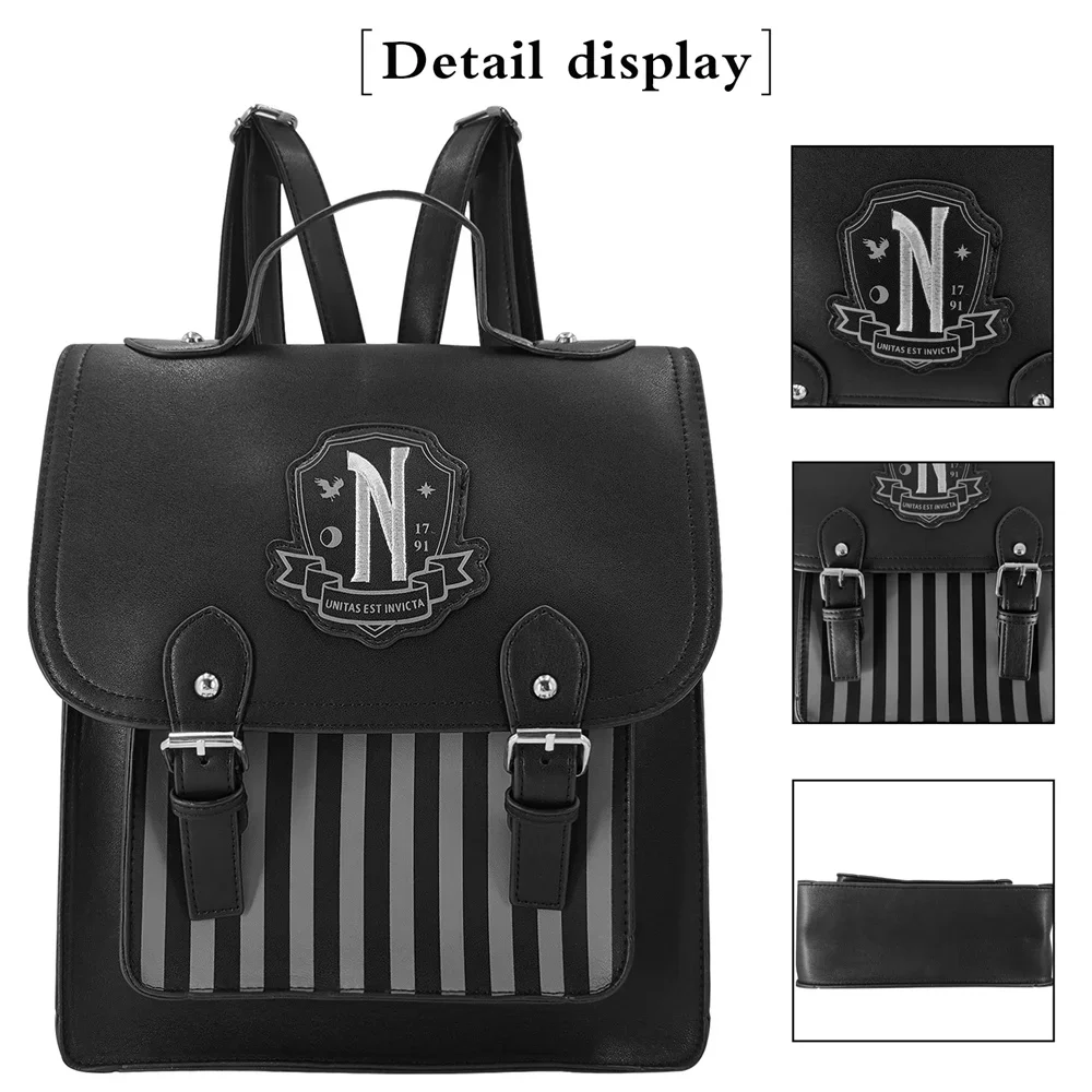 영화 웬즈데이 블랙 PU 가죽 백팩 여성 캐주얼 빈티지 - Leather Backpack Vintage 리뷰 및 가격