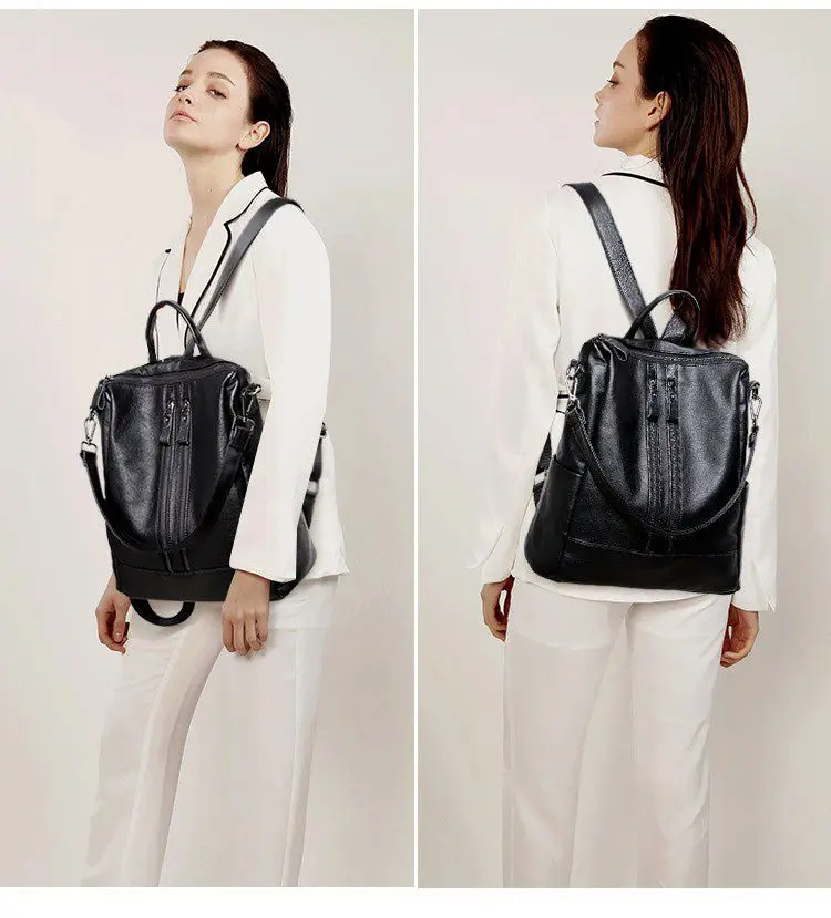 여성 부드러운 가죽 배낭 학교 블랙 캐주얼 다기능 대학 - Canvas Backpack Casual 리뷰 및 가격