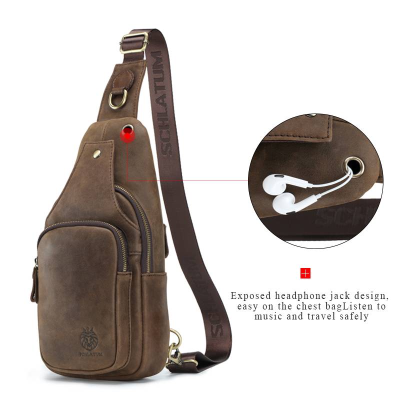 SCHLATUM 100% 정품 가죽 가슴 가방 캐주얼  - Leather Backpack Vintage 리뷰 및 가격