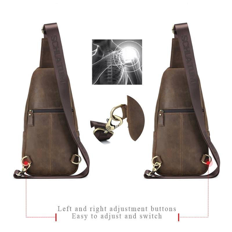 SCHLATUM 100% 정품 가죽 가슴 가방 캐주얼  - Leather Backpack Vintage 리뷰 및 가격