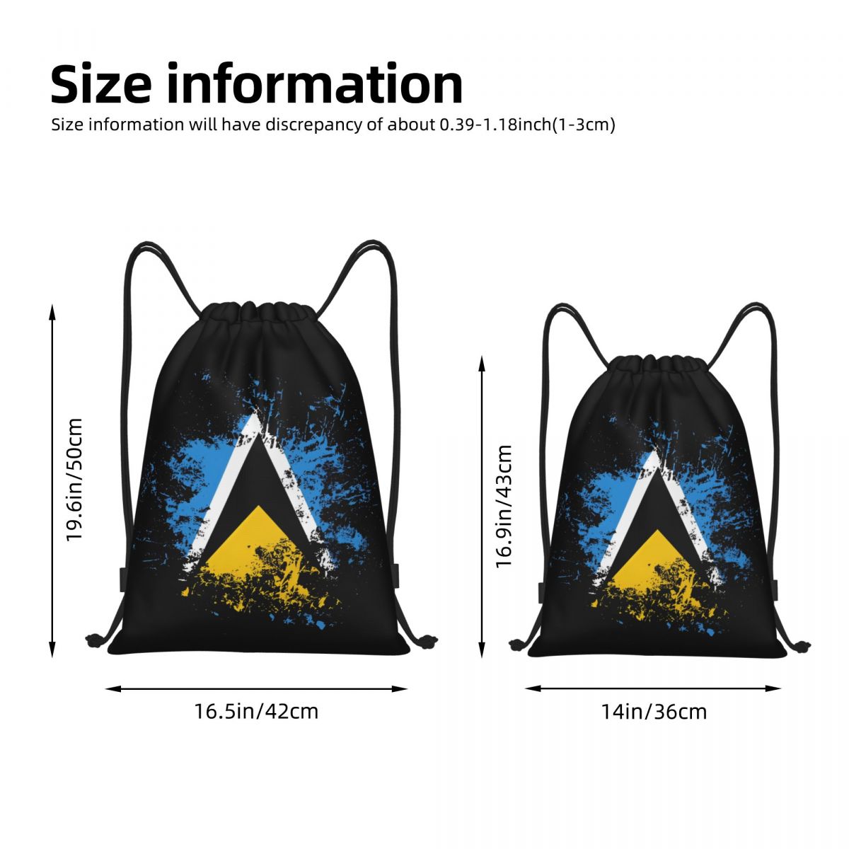 세인트 루시아 국가 국기 수채화 드로스트링 배낭 여성  - Drawstring Gym Bag 리뷰 및 가격
