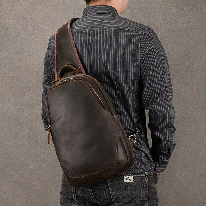 남성용 진짜 소가죽 가슴 팩, 대형 사이즈 캐주얼 가슴 - Leather Backpack Vintage 리뷰 및 가격