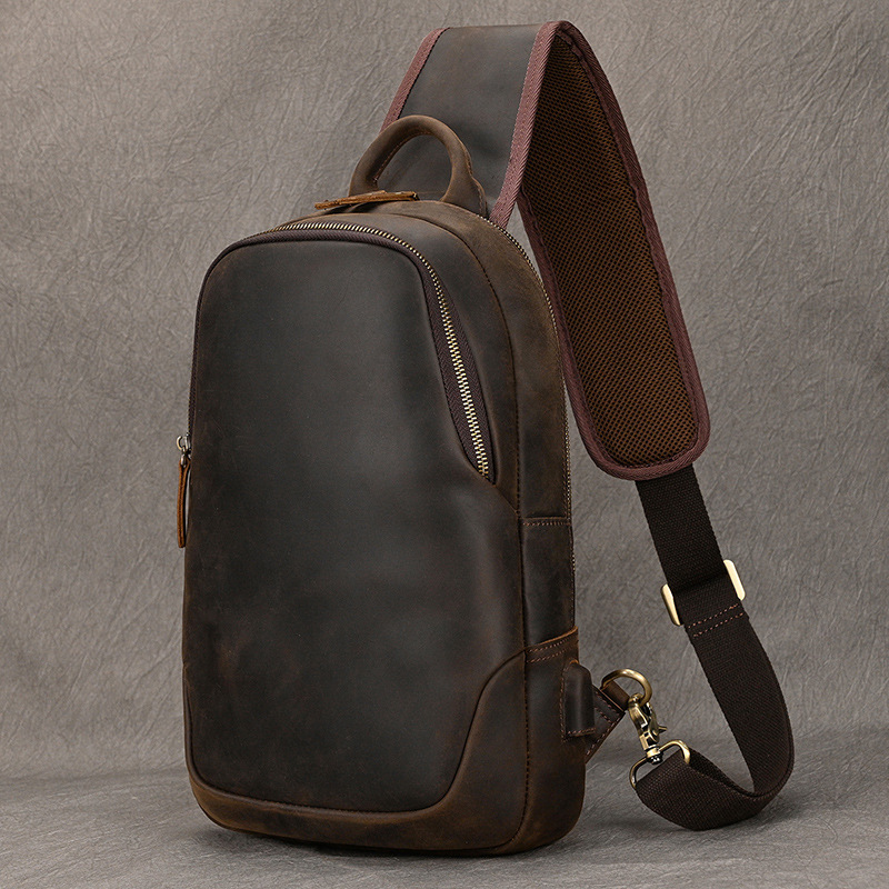 남성용 진짜 소가죽 가슴 팩, 대형 사이즈 캐주얼 가슴 - Leather Backpack Vintage 리뷰 및 가격