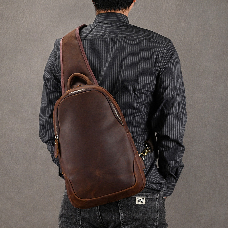 남성용 진짜 소가죽 가슴 팩, 대형 사이즈 캐주얼 가슴 - Leather Backpack Vintage 리뷰 및 가격
