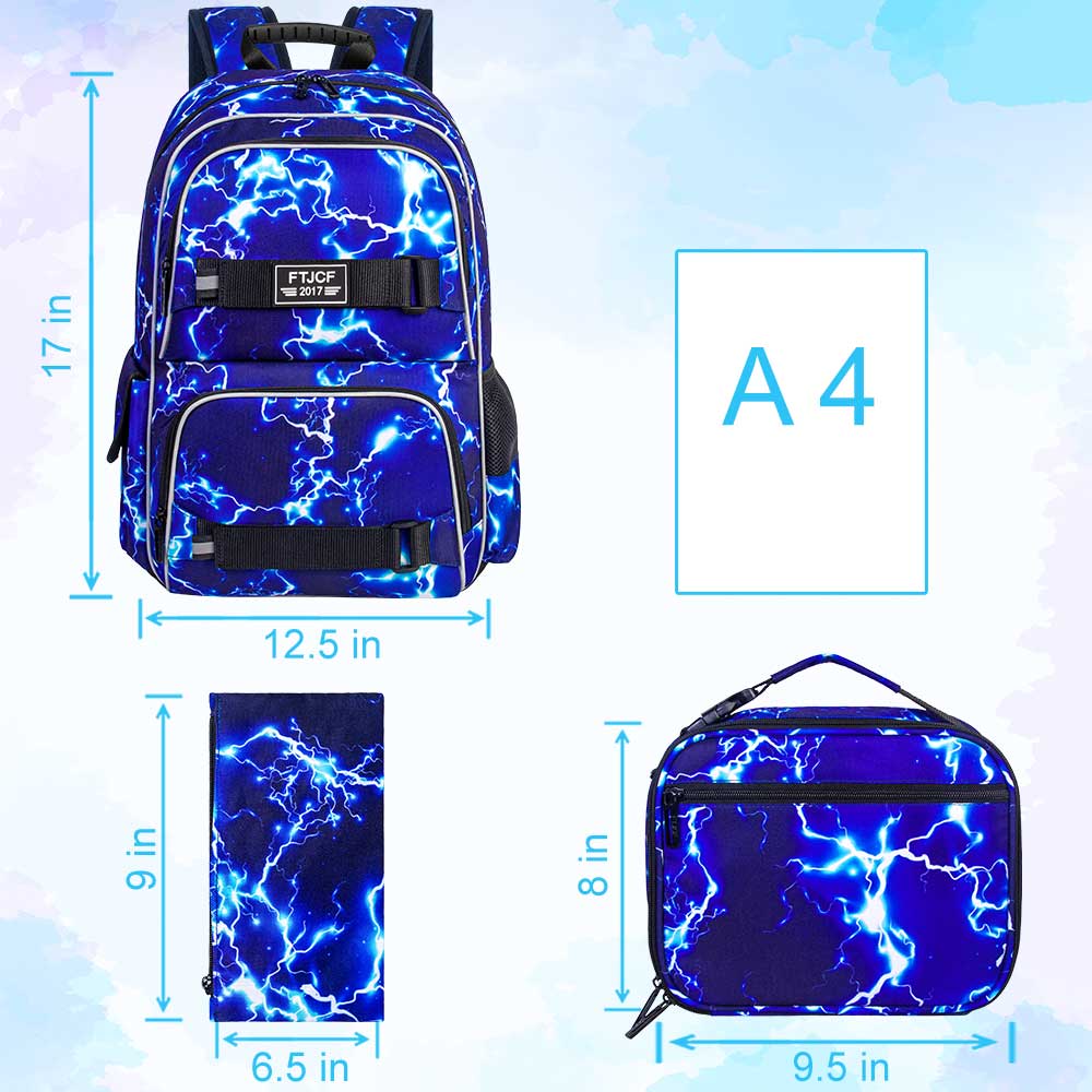 3PCS 번개 소년 배낭, 16 인치 학교 노트북 Bo - School Backpack Teen 리뷰 및 가격
