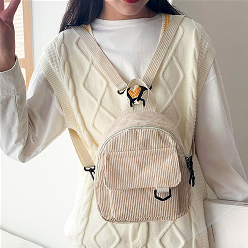 솔리드 컬러 미니 배낭 코듀로이 작은 배낭 간단한 캐주 - Fashion Backpack Women 리뷰 및 가격