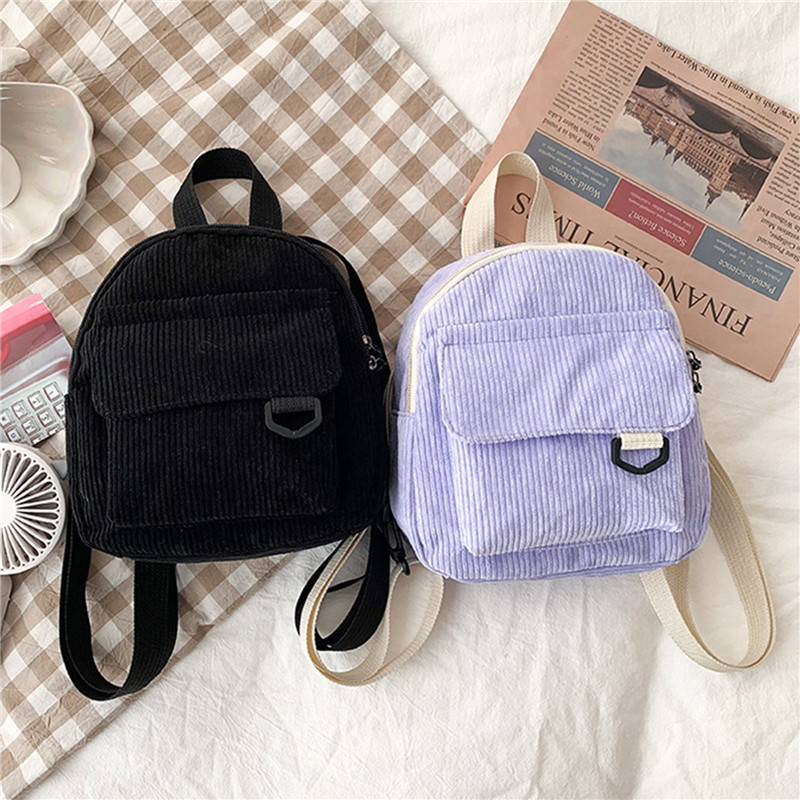 솔리드 컬러 미니 배낭 코듀로이 작은 배낭 간단한 캐주 - Fashion Backpack Women 리뷰 및 가격