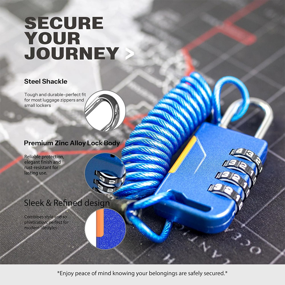 4자리 조합 자물쇠와 신축성 있는 케이블 도난 방지 세 - Travel Backpack Anti Theft 리뷰 및 가격